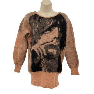 Ivana Helsinki Woman's Sz 40 US M Orange & Black Mohair Wool Pullover Sweater